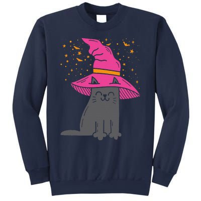 Black Cat Witch Hat Funny Halloween Animal Pet Kitten Sweatshirt