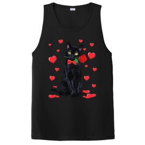 Black Cat With Rose Valentines Valentine Cat Lover PosiCharge Competitor Tank