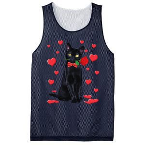 Black Cat With Rose Valentines Valentine Cat Lover Mesh Reversible Basketball Jersey Tank