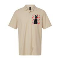 Black Cat With Rose Valentines Valentine Cat Lover Softstyle Adult Sport Polo