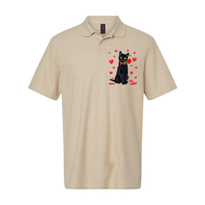 Black Cat With Rose Valentines Valentine Cat Lover Softstyle Adult Sport Polo