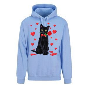 Black Cat With Rose Valentines Valentine Cat Lover Unisex Surf Hoodie