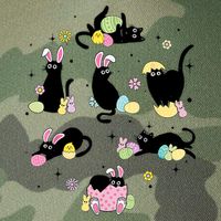 Black Cat With Bunny Eggs Happy Easter Day Matching Legacy Tie Dye Trucker Hat