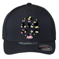 Black Cat With Bunny Eggs Happy Easter Day Matching Flexfit Unipanel Trucker Cap