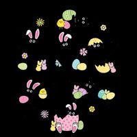 Black Cat With Bunny Eggs Happy Easter Day Matching 7-Panel Snapback Hat
