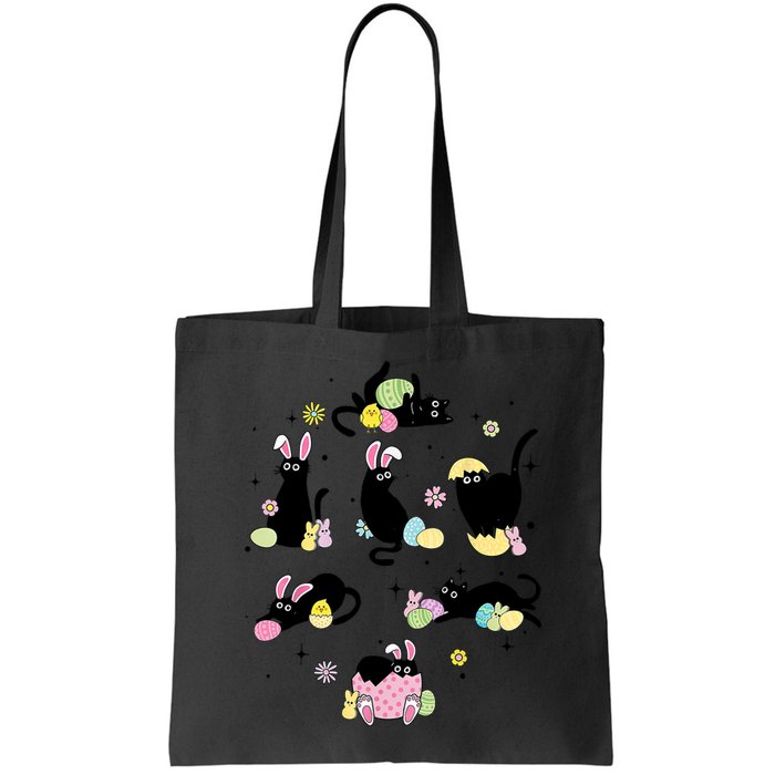 Black Cat With Bunny Eggs Happy Easter Day Matching Bag