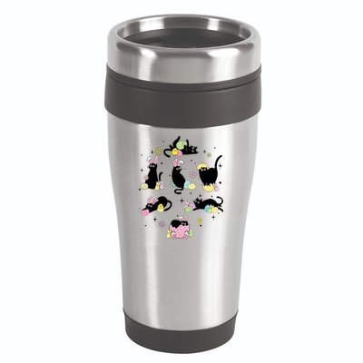Black Cat With Bunny Eggs Happy Easter Day Matching 16oz Travel Tumbler