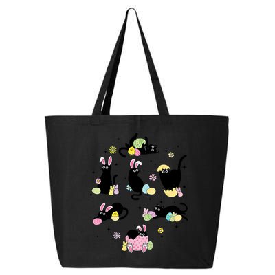 Black Cat With Bunny Eggs Happy Easter Day Matching 25L Jumbo Tote