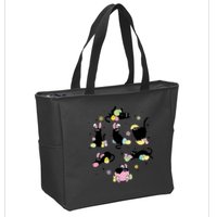 Black Cat With Bunny Eggs Happy Easter Day Matching Zip Tote Bag