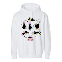 Black Cat With Bunny Eggs Happy Easter Day Matching Garment-Dyed Fleece Hoodie