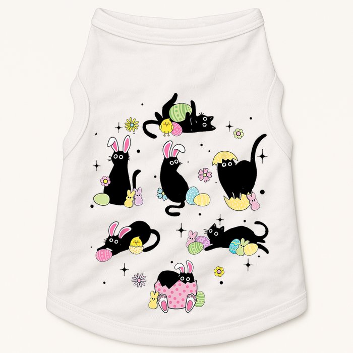 Black Cat With Bunny Eggs Happy Easter Day Matching Doggie Tank