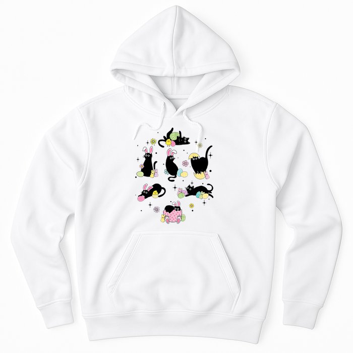 Black Cat With Bunny Eggs Happy Easter Day Matching Hoodie