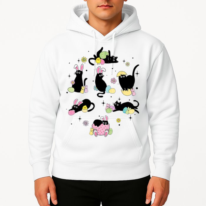 Black Cat With Bunny Eggs Happy Easter Day Matching Hoodie