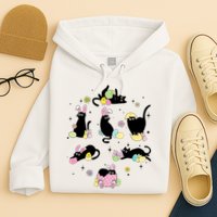 Black Cat With Bunny Eggs Happy Easter Day Matching Hoodie