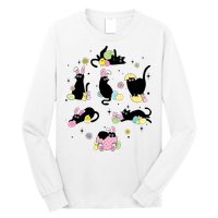 Black Cat With Bunny Eggs Happy Easter Day Matching Long Sleeve Shirt