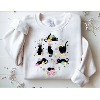 Black Cat With Bunny Eggs Happy Easter Day Matching Sweatshirt