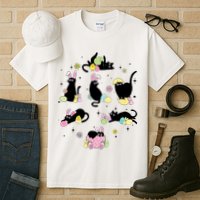 Black Cat With Bunny Eggs Happy Easter Day Matching Tall T-Shirt