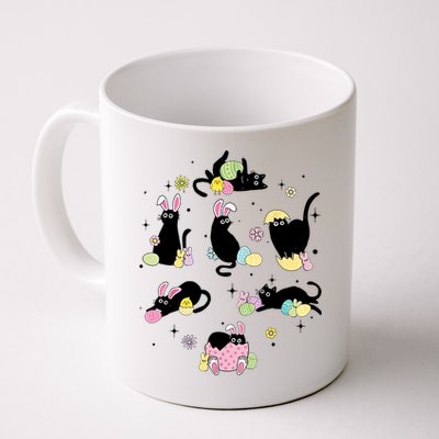 Black Cat With Bunny Eggs Happy Easter Day Matching Mug