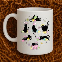 Black Cat With Bunny Eggs Happy Easter Day Matching Mug