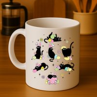 Black Cat With Bunny Eggs Happy Easter Day Matching Mug
