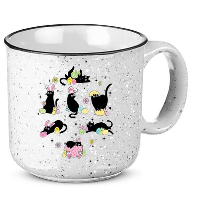 Black Cat With Bunny Eggs Happy Easter Day Matching 15oz Campfire Ceramic Mug