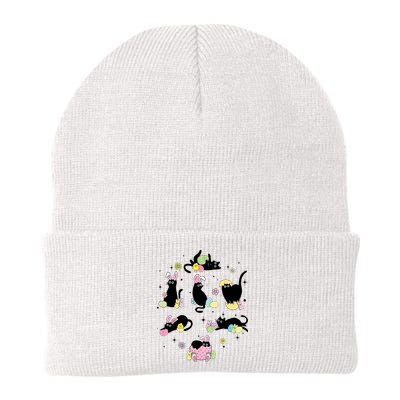 Black Cat With Bunny Eggs Happy Easter Day Matching Beanie