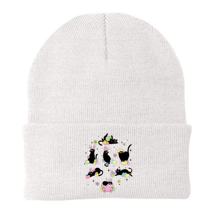 Black Cat With Bunny Eggs Happy Easter Day Matching Beanie