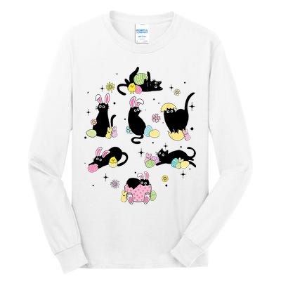 Black Cat With Bunny Eggs Happy Easter Day Matching Tall Long Sleeve T-Shirt