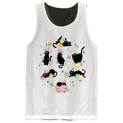 Black Cat With Bunny Eggs Happy Easter Day Matching Mesh Reversible Basketball Jersey Tank