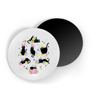 Black Cat With Bunny Eggs Happy Easter Day Matching Magnet