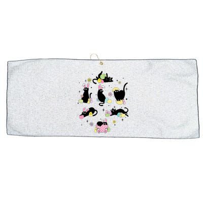 Black Cat With Bunny Eggs Happy Easter Day Matching Large Microfiber Waffle Golf Towel