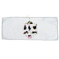 Black Cat With Bunny Eggs Happy Easter Day Matching Large Microfiber Waffle Golf Towel