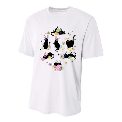 Black Cat With Bunny Eggs Happy Easter Day Matching Youth Performance Sprint T-Shirt