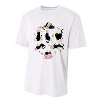 Black Cat With Bunny Eggs Happy Easter Day Matching Youth Performance Sprint T-Shirt