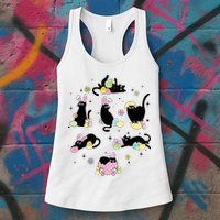 Black Cat With Bunny Eggs Happy Easter Day Matching Womens Tank Top