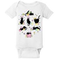 Black Cat With Bunny Eggs Happy Easter Day Matching Baby Bodysuit
