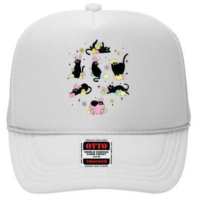 Black Cat With Bunny Eggs Happy Easter Day Matching Trucker Hat