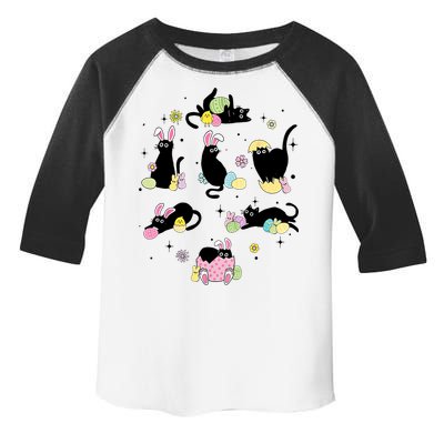 Black Cat With Bunny Eggs Happy Easter Day Matching Toddler Fine Jersey T-Shirt