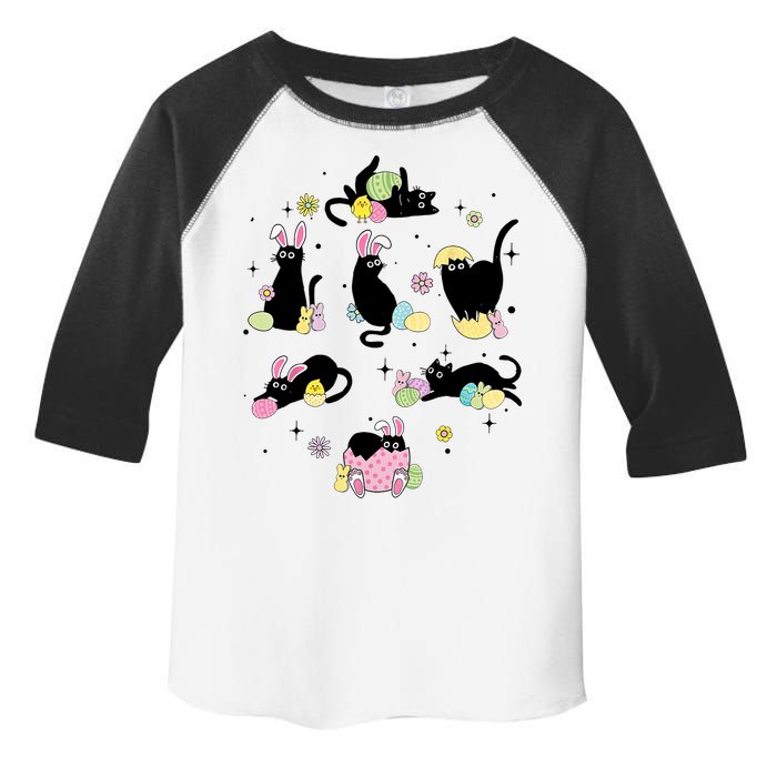 Black Cat With Bunny Eggs Happy Easter Day Matching Toddler Fine Jersey T-Shirt