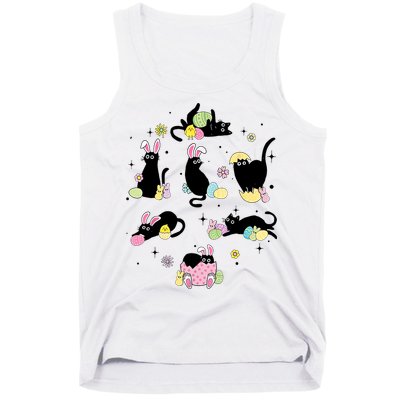 Black Cat With Bunny Eggs Happy Easter Day Matching Tank Top