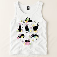 Black Cat With Bunny Eggs Happy Easter Day Matching Tank Top