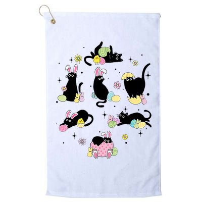 Black Cat With Bunny Eggs Happy Easter Day Matching Golf Towel