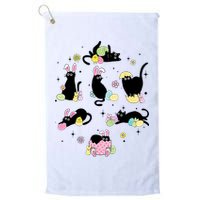 Black Cat With Bunny Eggs Happy Easter Day Matching Golf Towel