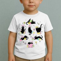 Black Cat With Bunny Eggs Happy Easter Day Matching Toddler T-Shirt