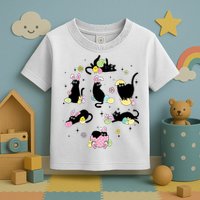 Black Cat With Bunny Eggs Happy Easter Day Matching Toddler T-Shirt