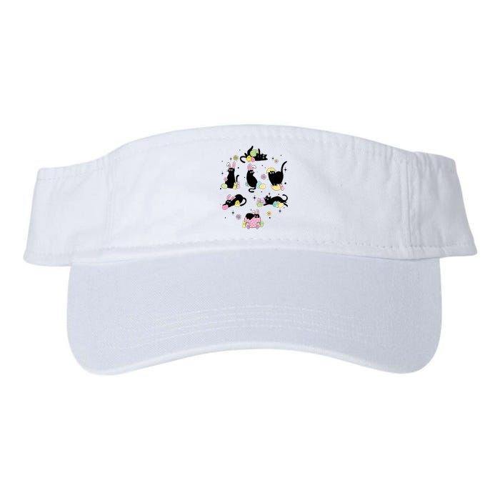 Black Cat With Bunny Eggs Happy Easter Day Matching Visor