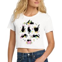 Black Cat With Bunny Eggs Happy Easter Day Matching Crop Top