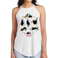 Black Cat With Bunny Eggs Happy Easter Day Matching Women's Perfect Tri Rocker Tank