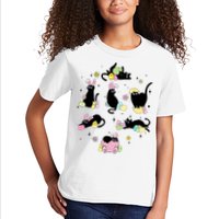 Black Cat With Bunny Eggs Happy Easter Day Matching Kids T-Shirt