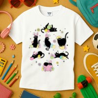 Black Cat With Bunny Eggs Happy Easter Day Matching Kids T-Shirt